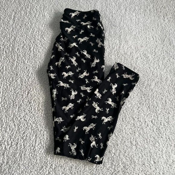 Lularoe Black/White Unicorn Leggings Size OS - Picture 1 of 2